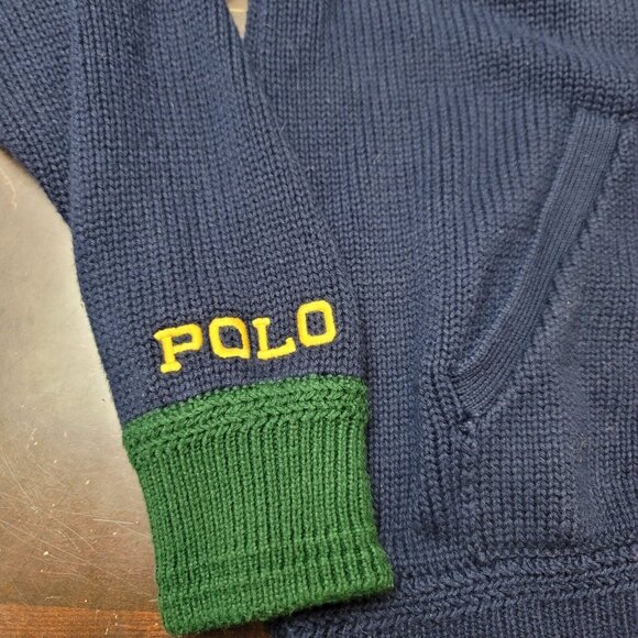 Polo Ralph Lauren Mens M P Wing Varsity Letterman Patch Cardigan Sweater Blue‎ - Picture 4 of 9